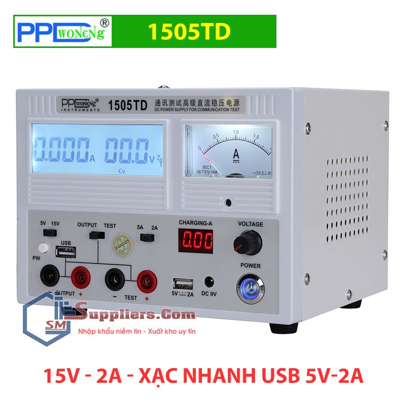 Đồng hồ dòng cấp nguồn PPD 1505TD 15V-5A USB