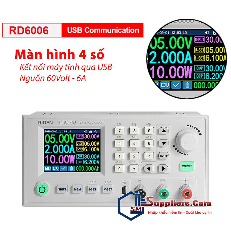 Bộ đồng hồ cấp nguồn kỹ thuật số cao cấp Riden RD6006