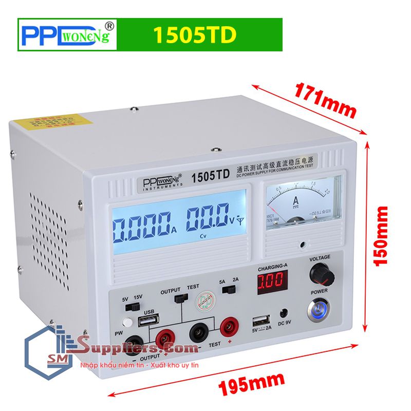 Đồng hồ dòng cấp nguồn PPD 1505TD 15V-5A USB